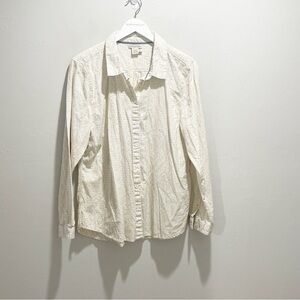 CARBON 2 COLBALT Men’s Ivory Multi Stitched Long Sleeve Button Down Shirt Sz XL